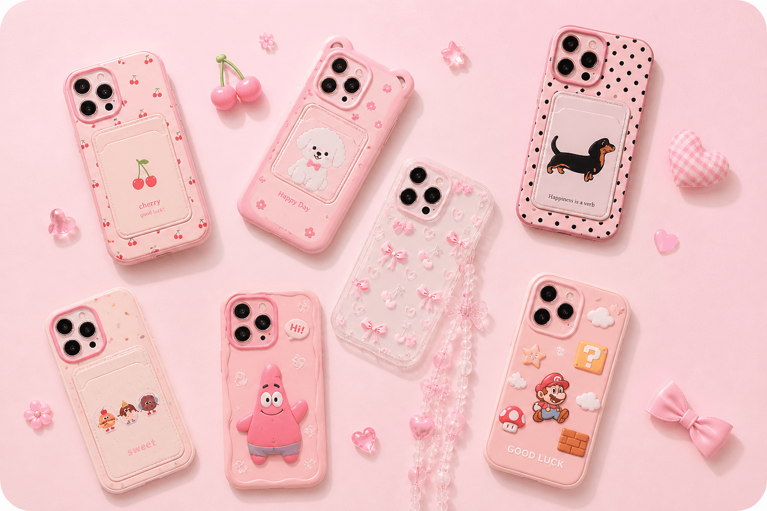 Cute pastel pink phone cases collection
